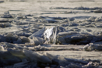 Sea covered with ice, Vladivostok, Russia