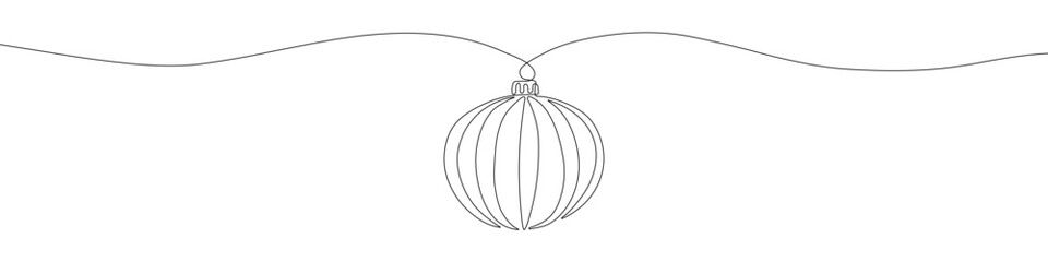 Christmas ball continuous line drawing vector illustration. Christmas decoration line art illustration