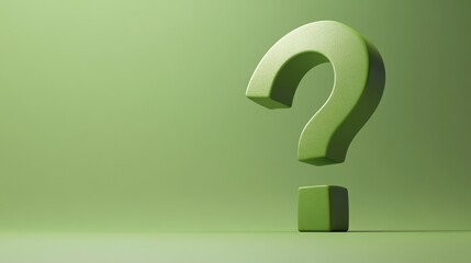 A green question mark against a green background.