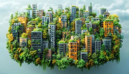 Fototapeta premium Urban Farming Integrated with Smart City, rooftop or vertical farms integrated with city infrastructure, where sensors track water, sunlight,
