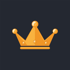 Golden Crown Simple vector silhouette. Crown symbol collection on a dark background