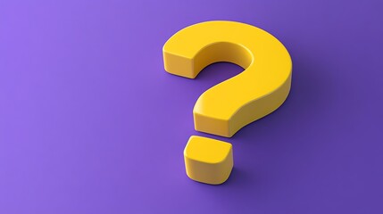 A yellow question mark on a purple background.