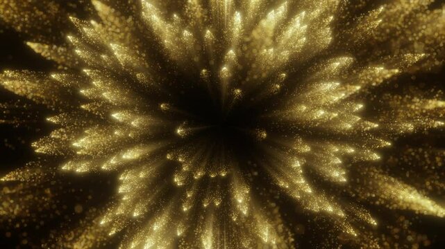 Golden Firework Explosion Effect - 4K 60 FPS Abstract Video Background 2025. Exloding gold bokeh particles. 