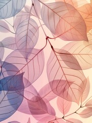 The design has a light and airy feel, with leaves overlapping each other and a pastel color palette.