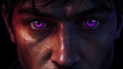 Naklejka premium Piercing Violet Eyes of a Sinister Figure