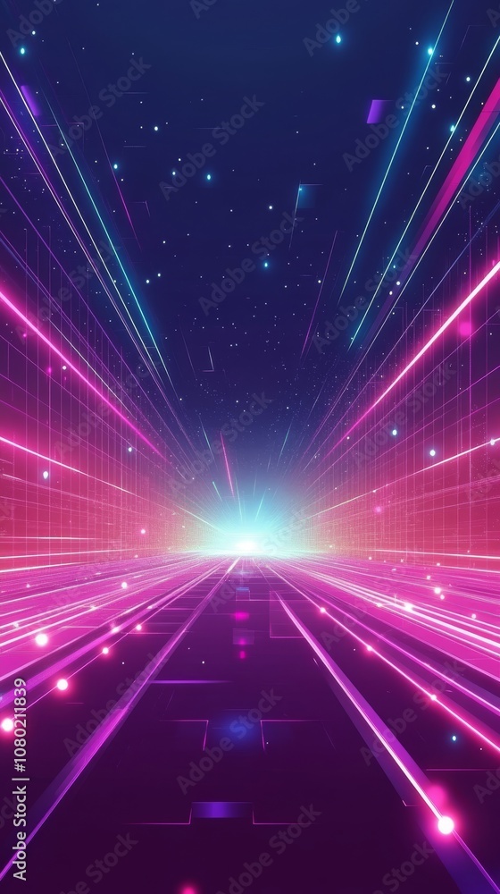 Poster this stunning abstract artwork features glowing neon light trails in vibrant colors, creating a mesm