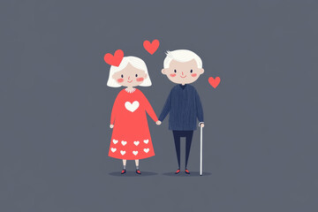 Image of an elderly married couple. Grandparents love each other