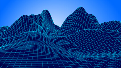 3d Landscape. Abstract wireframe structure. Technology topographic background. Vector illustration