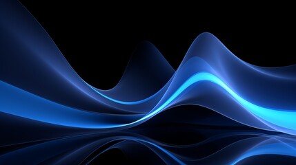 Elegant blue waves undulating gracefully against a dark backdrop in serene motion. Generative AI