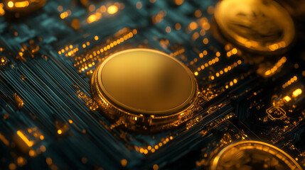 Cryptocurrency mockup. Coin on a technological background.