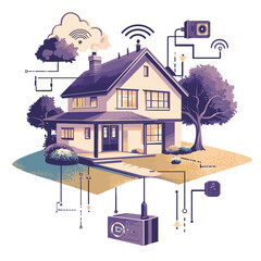 Smart home technology. Smart house concept. Vector illustration in cartoon style.eps