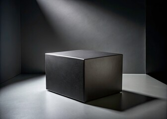 Black Cardboard Box Mockup for Product Packaging Design - High-Quality Portrait Photography, Perfect for Branding and Marketing, Showcase Your Product in an Elegant Setting