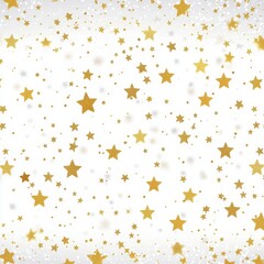 Golden Stars on White Background Festive, Christmas, Valentines Day. Greetings Template