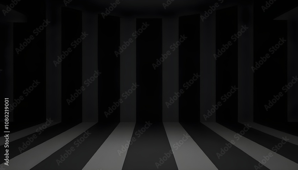 Poster dark abstract room with vertical and horizontal lines, symbolizing mystery and depth.