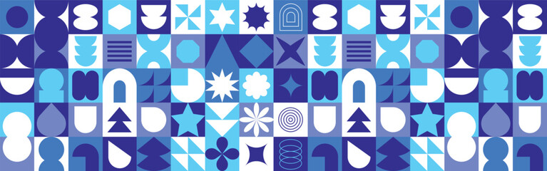 Set of abstract geometric blue shapes background vector