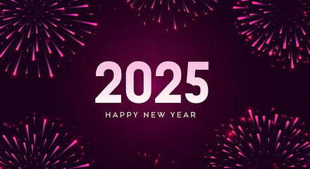 A festive "New Year" design with vibrant blue and purple fireworks illuminating a dark background, symbolizing celebration, joy, and the arrival of a new beginning. generative ai