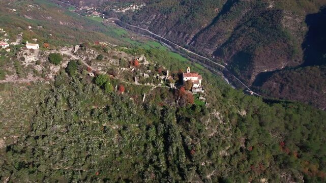 Drone view of the old village of Tournefort