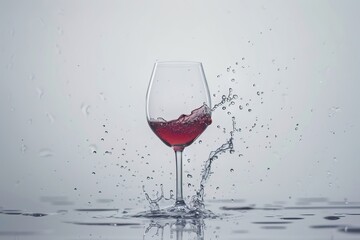 Wine Pouring from Glass with Solid Background