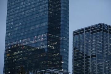 Large glass office buildings in Warsaw.