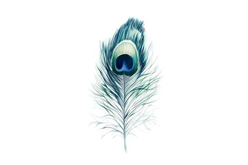Obraz premium Hand drawn feather with markers in watercolor style. Realistic illustration isolated on white background. Clip art for designers, cards, invitations, textile, poster