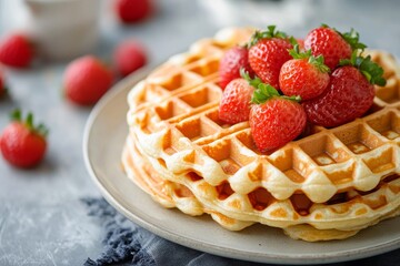 Deliciously golden waffles prepared for international pancake day celebration feast