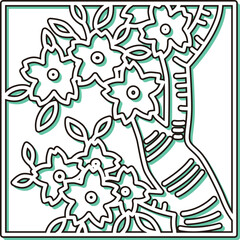 カラーシャドウ正方形シンプル花札　弥生　桜　3月　桜のカス