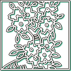 カラーシャドウ正方形シンプル花札　弥生　桜　3月　桜のカス