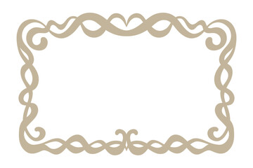 Vector graphic design template,  art nouveau floral style frame and logo, minimalistic ornate border, divider and frame decoration, for packaging, branding, invitations, tattoo silhouette illustration