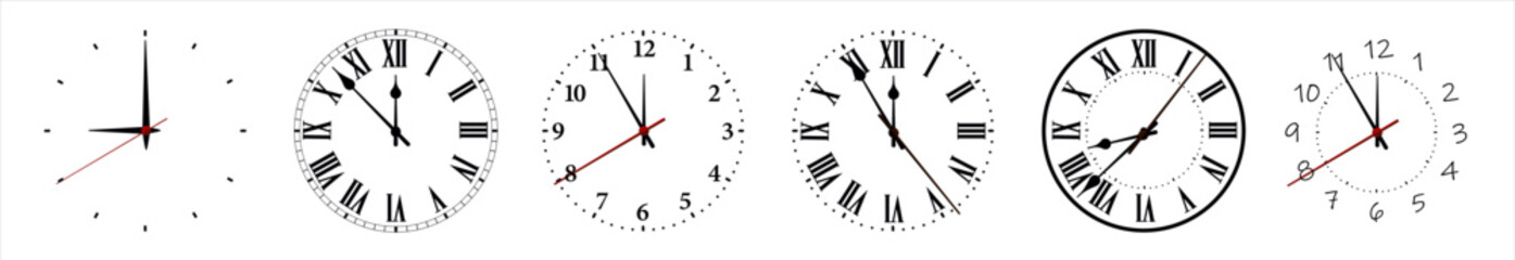 Round clock isolated on white background. Minimal concept. Flat lay. Vector illusration