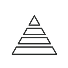 Pyramid chart, icon in line design. Pyramid, chart, hierarchy, levels, structure, data, layers on white background vector. Pyramid chart editable stroke icon