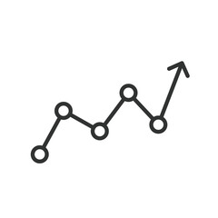 Line chart arrow, icon in line design. Line, chart, arrow, growth, trend, analysis, progress on white background vector. Line chart arrow editable stroke icon