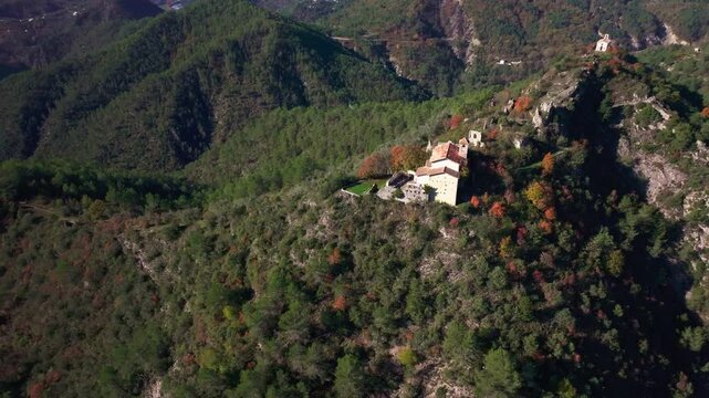 View from a drone of the old village of Tournefort