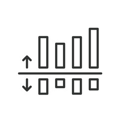 Graph Up Down, icon in line design. Graph, up, down, trend, fluctuations, rise, fall on white background vector. Graph Up Down editable stroke icon