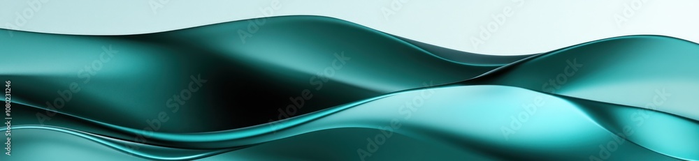 Poster Abstract wavy shapes in teal tones, evoking fluidity and motion.