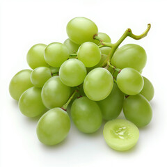Natural and Fresh Green Grapes Highlighted on a Clean White Background