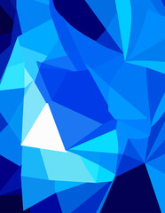 Polygonal crystal with blue tones background 