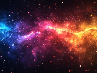 Fototapeta premium Colorful cosmic nebula with vibrant blue, pink, and orange lights in a starry night sky Generative AI