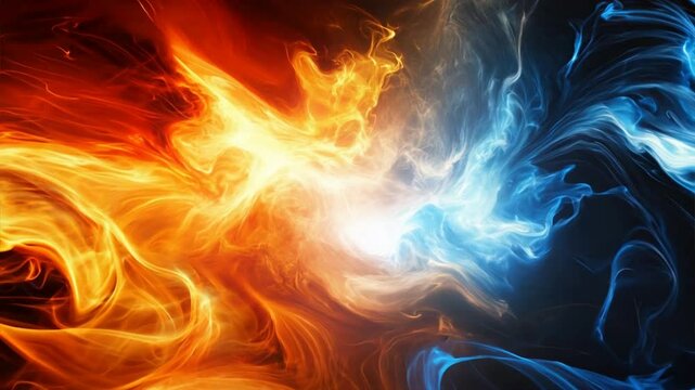 Abstract elemental energy background that showcases fire, water, earth, and air in a unified, harmonious design
