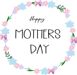 Minimalist Mother's Day Greeting with Floral Frame. Happy Mother's Day Floral Card Design