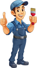 Painter Decorator Paint Brush Cartoon Handy Man