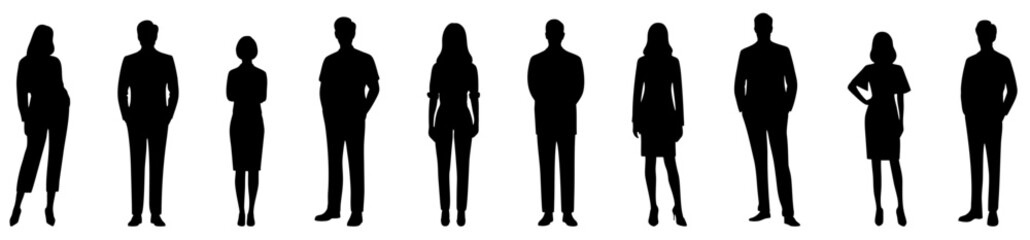 Vector set of business people silhouettes