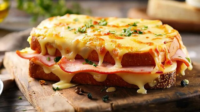 Delicious croque monsieur sandwich Bread dinner meal tasty meat	

