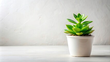 Obraz premium Small Potted Plant on White Background - Minimalist Indoor Gardening, Nature Decor, Eco-Friendly Living, Green Home Aesthetics, Houseplant Care, Fresh Air, Plant Lover Gift Ideas