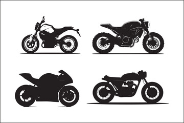 Naklejka premium Motorbike Silhouette Vector - Dynamic Motorcycle DesignMotorcycle Vector Art - High-Quality Motorbike SilhouetteMotorbike Outline Icon - Digital Motorcycle Silhouette DesignRacing Motorbike Vect