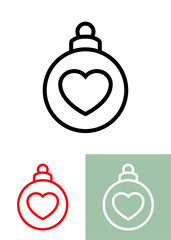 Obraz premium Decoración de Navidad. Logo con bola de navidad con corazón con línea exterior para tarjetas y felicitaciones
