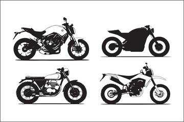 Obraz premium Motorbike Silhouette Vector - Dynamic Motorcycle DesignMotorcycle Vector Art - High-Quality Motorbike SilhouetteMotorbike Outline Icon - Digital Motorcycle Silhouette DesignRacing Motorbike Vect