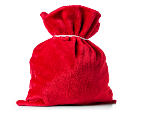 Santa Claus's Big Red Bag with Gifts, isolated on a transparent background png
