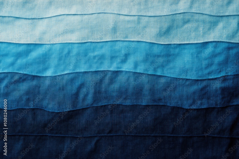 Poster a detailed view of a piece of blue fabric with intricate texture and pattern