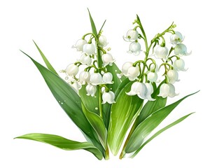 Obraz premium Lily of the valley Watercolor Flower Nature Art