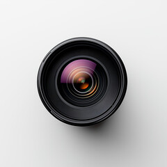 Obiettivo su sfondo bianco. Fotografia.